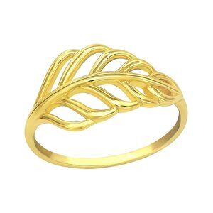 14k Gold Wide Leaf Ring​